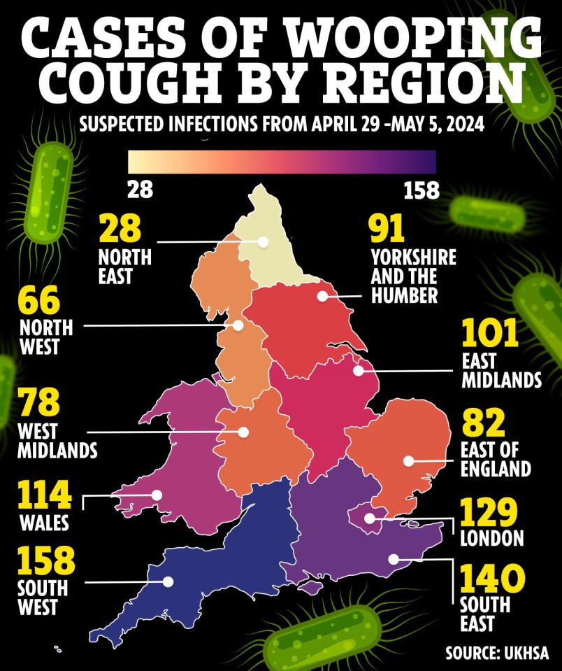 Map of suspected cases of whooping cough