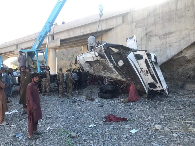 The bus veered off a bridge in Pakistan on Wednesday