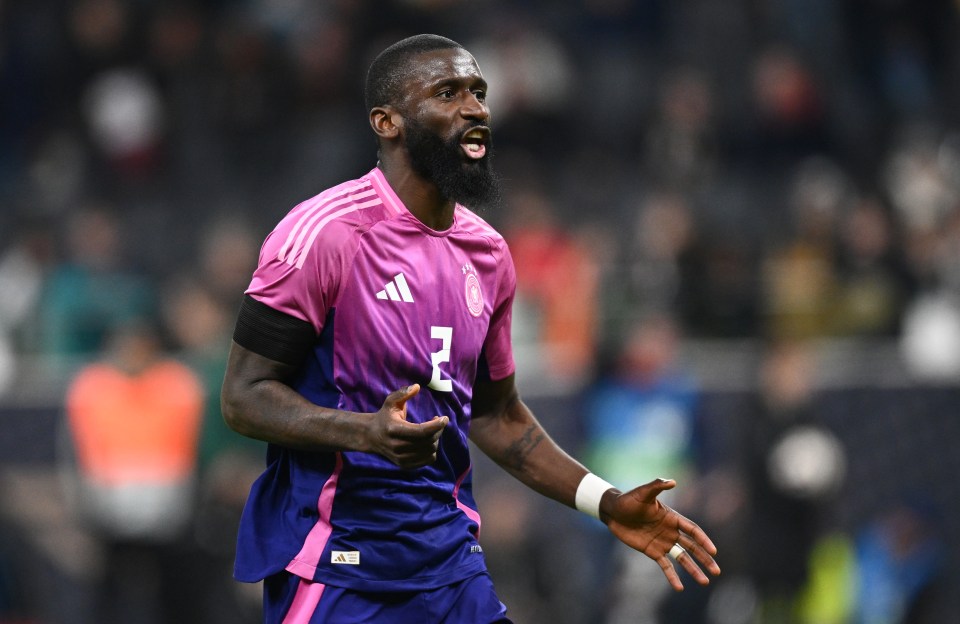 FRANKFURT AM MAIN, GERMANY - MARCH 26: Antonio Rüdiger of Germany in action during the international friendly match between Germany and The Netherlands at Deutsche Bank Park on March 26, 2024 in Frankfurt am Main, Germany. (Photo by Stuart Franklin/Getty Images)