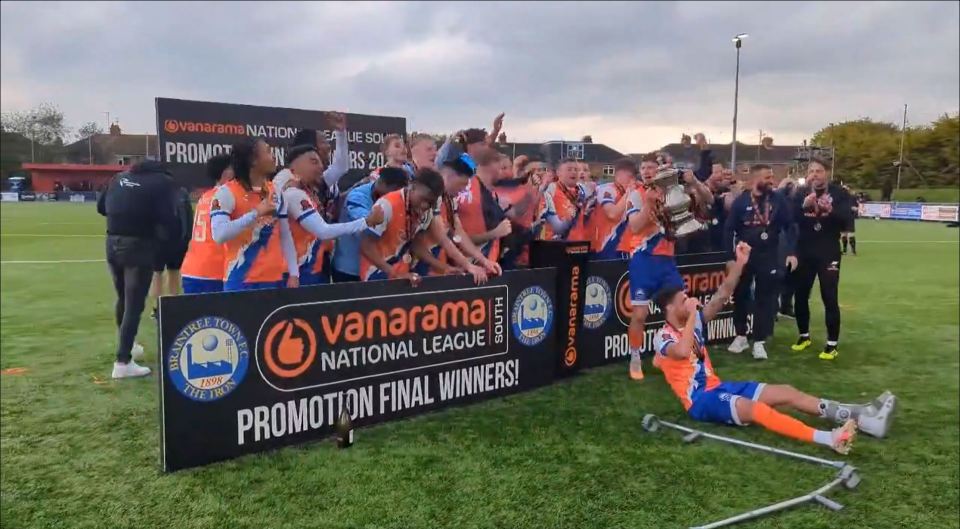 Freddie Sears won promotion to the National League with Braintree on Monday