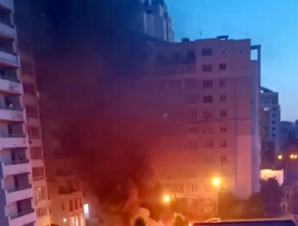 Explosions and fires are seen on the streets of Belgorod