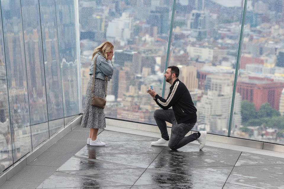 He popped the question in New York City