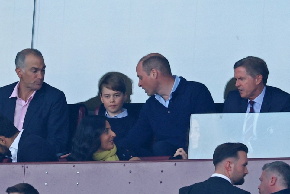 William and George pictured cheering on Aston Villa together