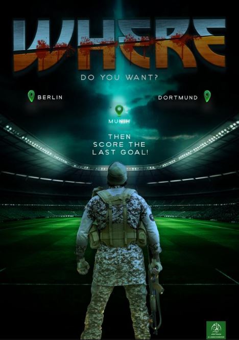 An ISIS-K poster threatening to attack a Champions League game in Germany