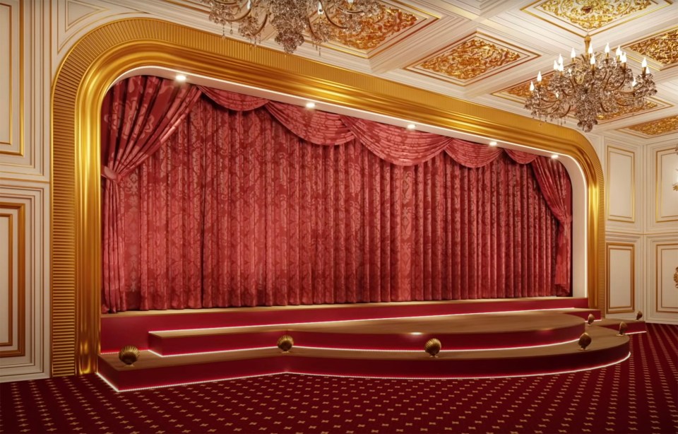 Alexei Navalny team’s computer visualisation of what is described as a private theatre at the palace