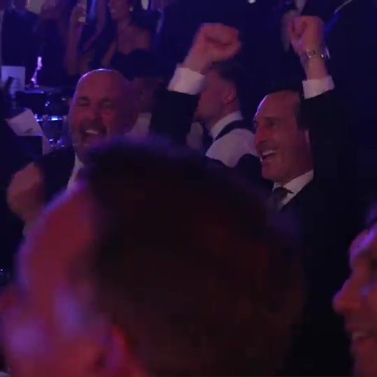 Boss Unai Emery shared the joy at the awards night