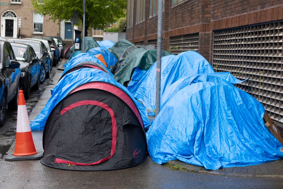 Asylum seekers camp around the international protection office in Dublin