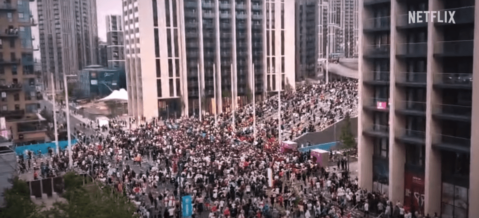 In addition to 67,000 ticketed fans, thousands gathered around Wembley Stadium