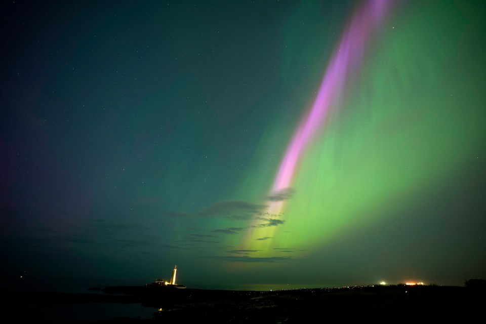 The stunning light show overlooking St Mary’s Lighthouse in Whitley Bay on the North East coast