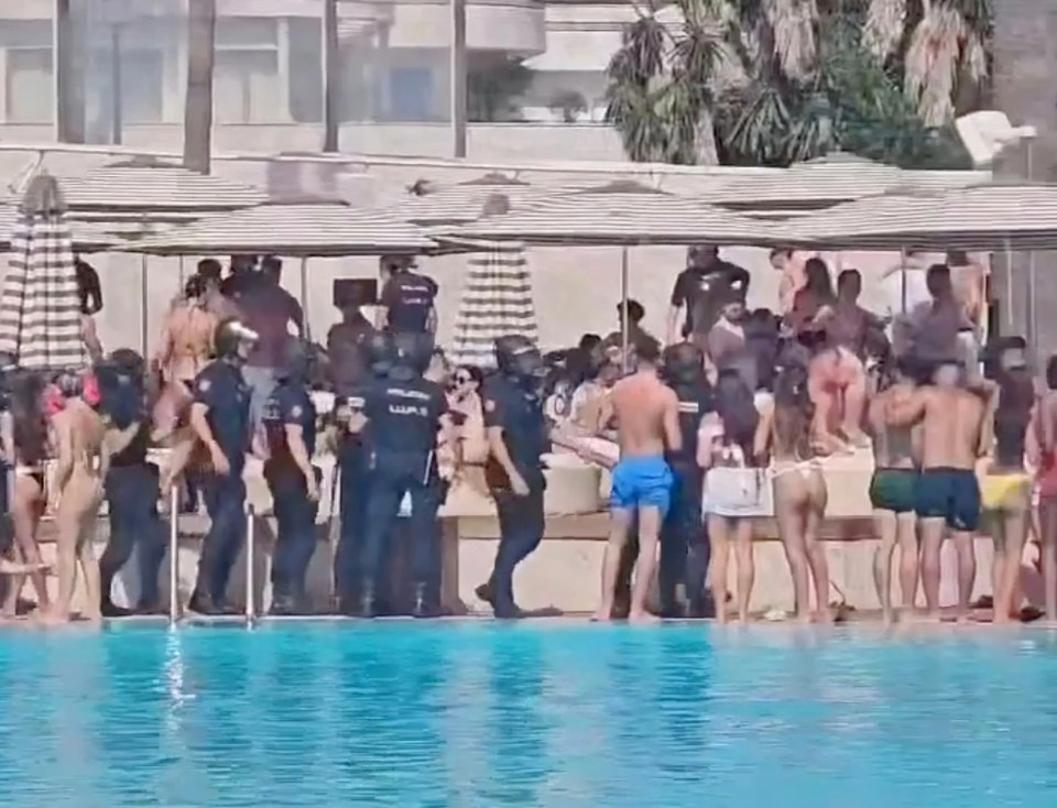 Heavily-armed police stormed the luxury venue in Spain