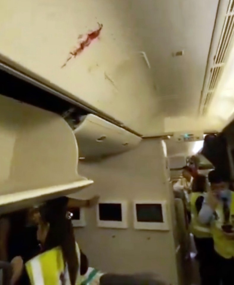 Passengers slam into the ceilings amid turbulence, leaving blood stains