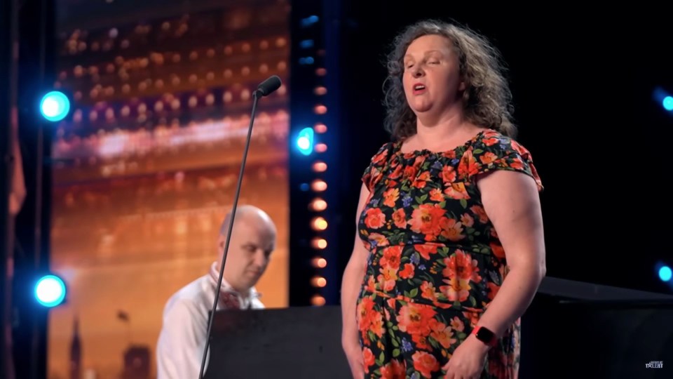 The star sang on BGT with her husband Stefan playing the piano.