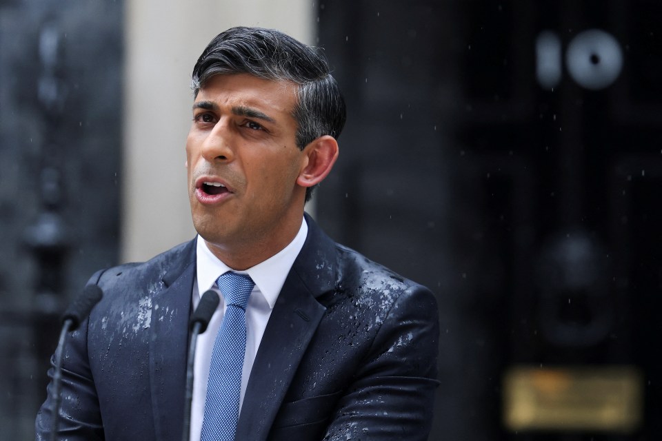 The PM made the major announcement outside No10 in the pouring rain