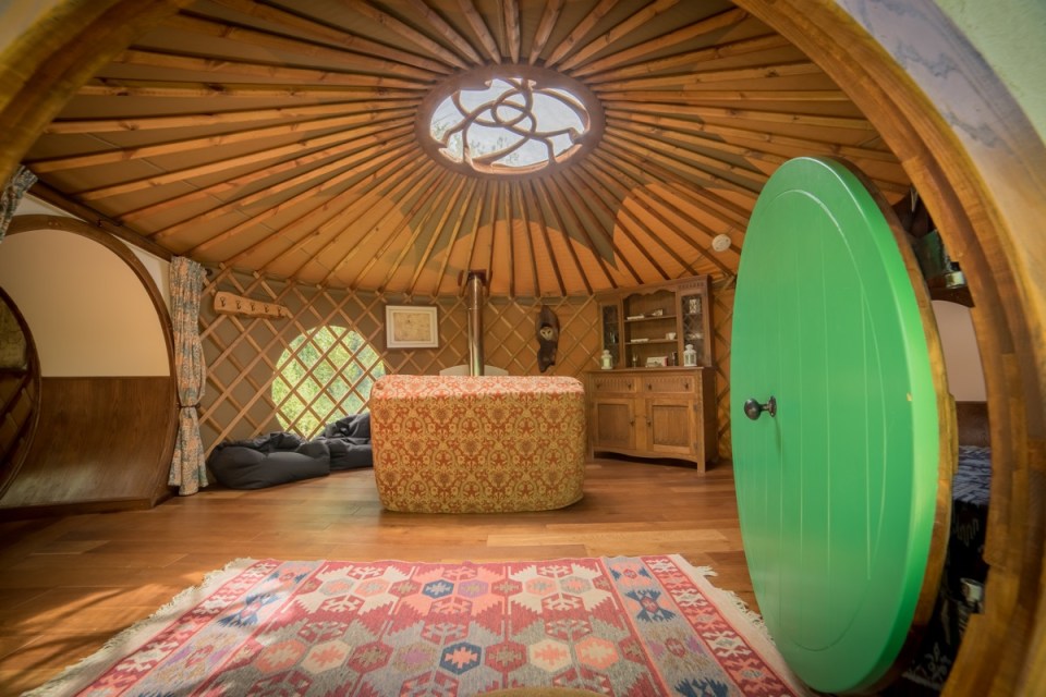 Trellyn Woodland Camping’s Woodend Halfling Hobbit-themed yurt sleeps up to five people,