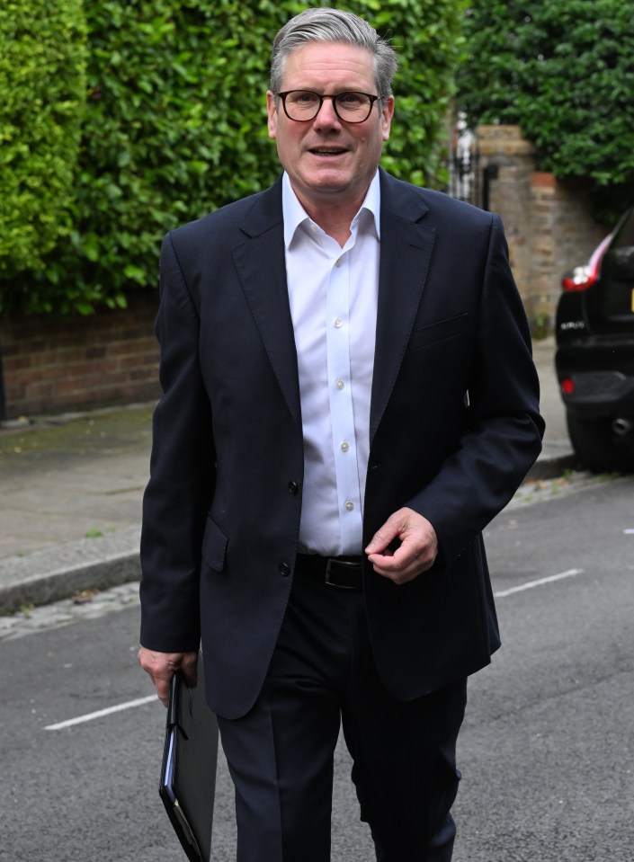 Labour leader Keir Starmer leaving his house today as the campaign kicks off