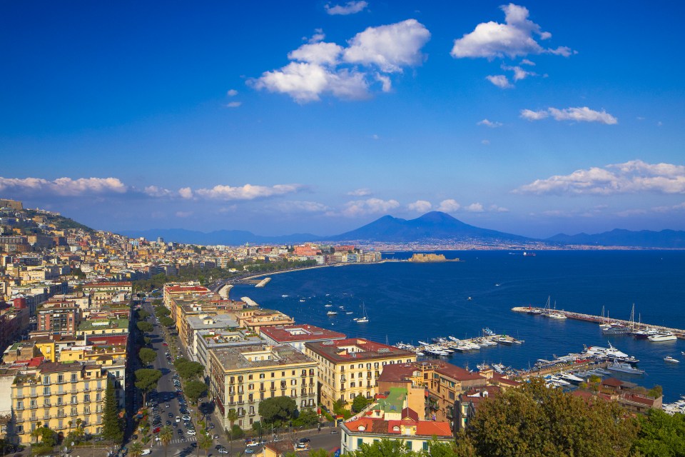 Mount Vesuvius, pictured in the background, is also close to Campi Flegrei