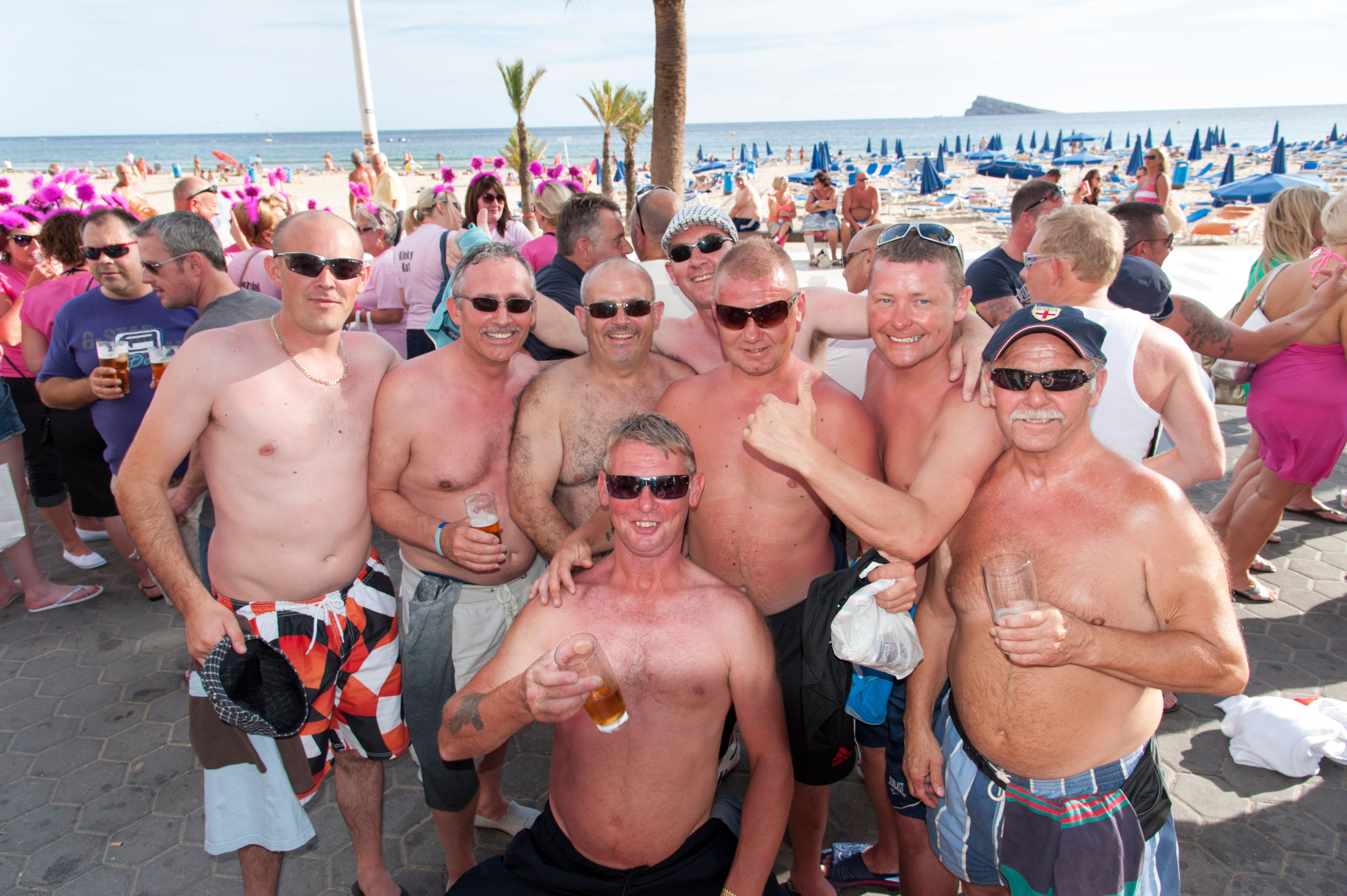 British holidaymakers drinking at a bar in Costa Blanca, Spain