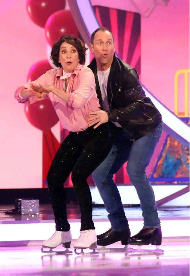 Didi Conn and her partner Lukasz Rozycki on ITV's Dancing on Ice in 2019