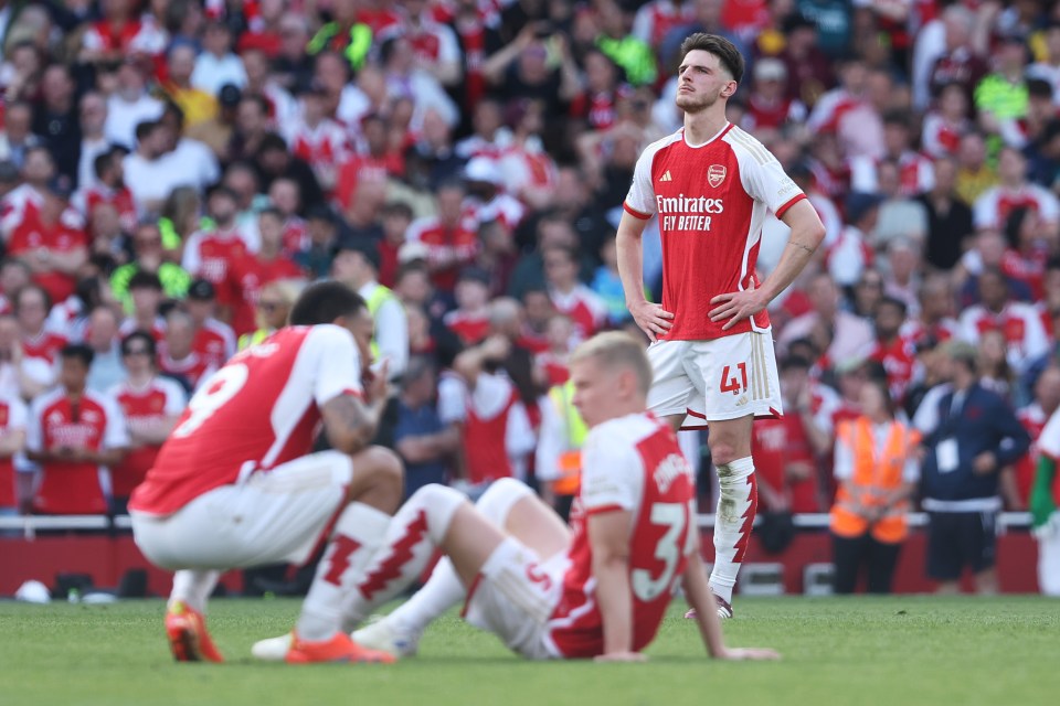 Declan Rice was among the dejected Arsenal stars on full-time