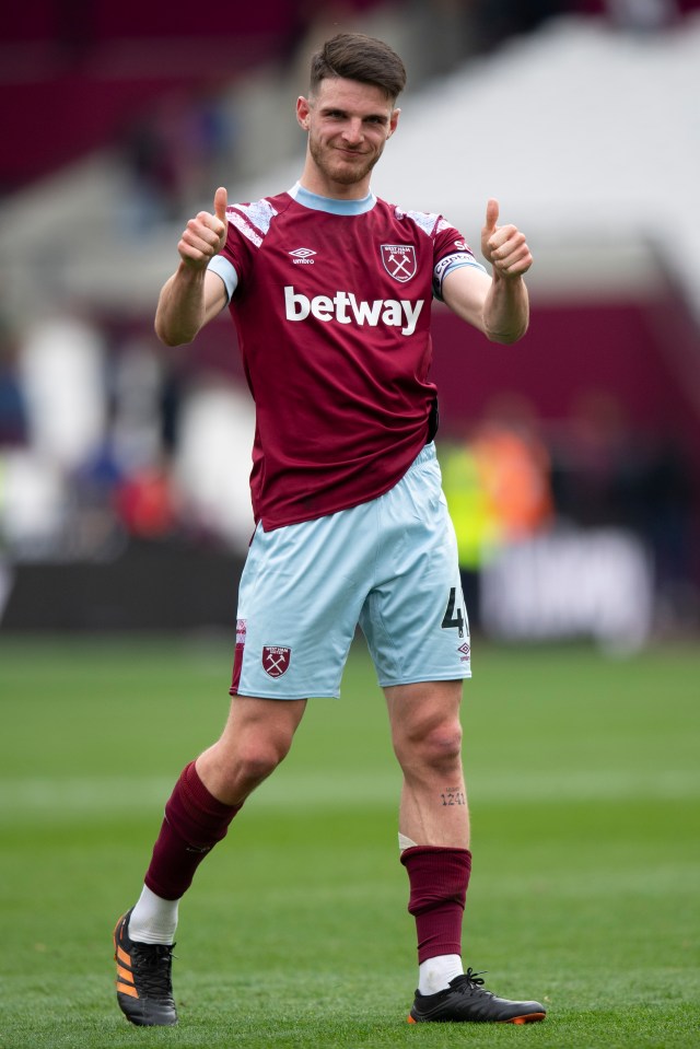 Rice pictured following the Premier League match between West Ham and Arsenal at London Stadium on April 16, 2023