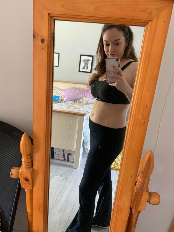 Sarah showing her stomach when it isn’t bloated