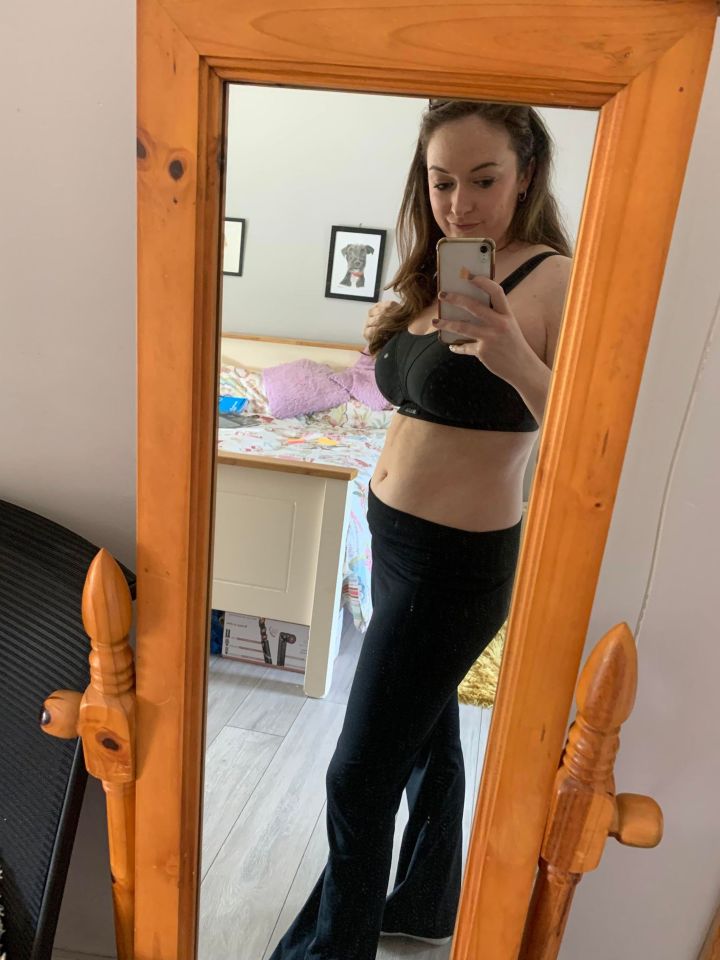 Sarah showing her stomach when it isn't bloated