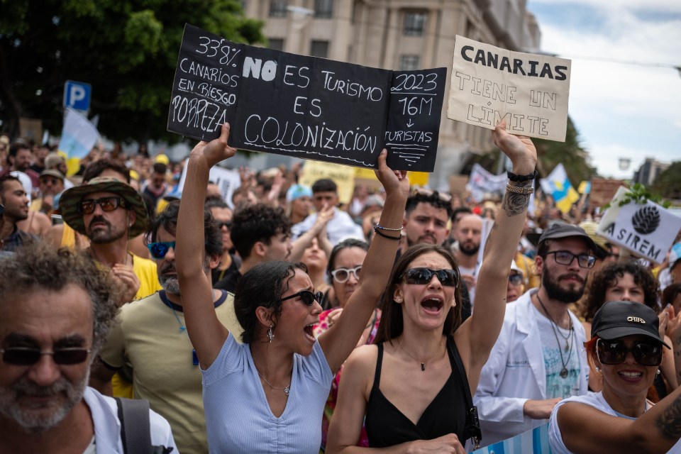 Ibiza residents are planning mass protests to curb party tourists that will be similar to the Tenerife  protests which took place in April (pictured)