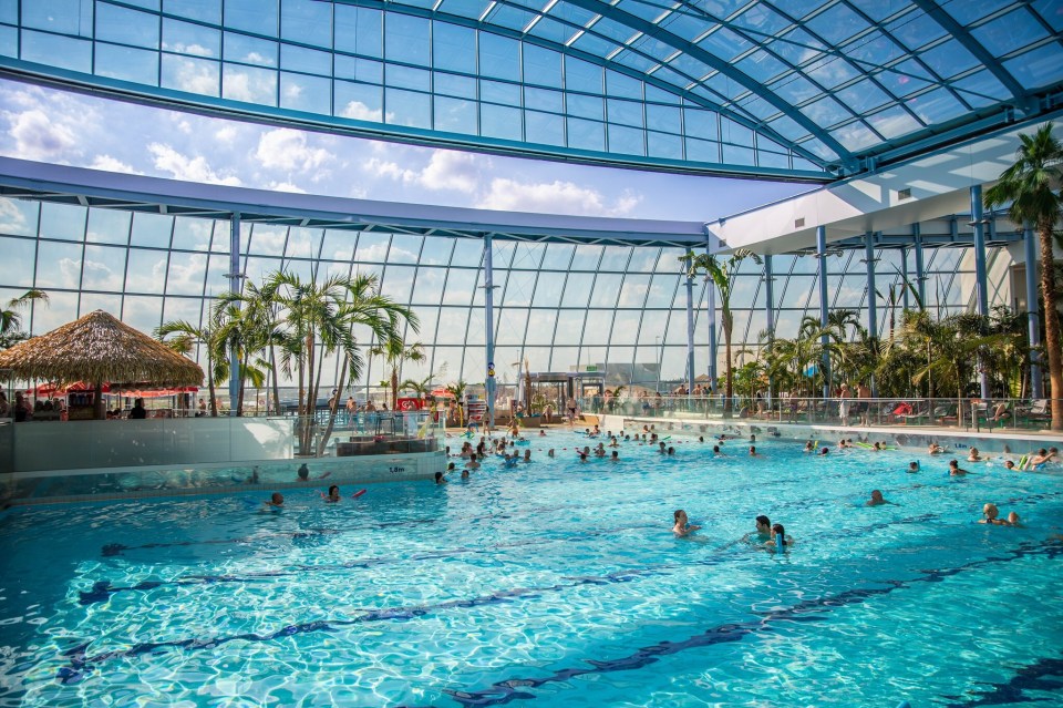 The park has 18 swimming pools and 35 water slides