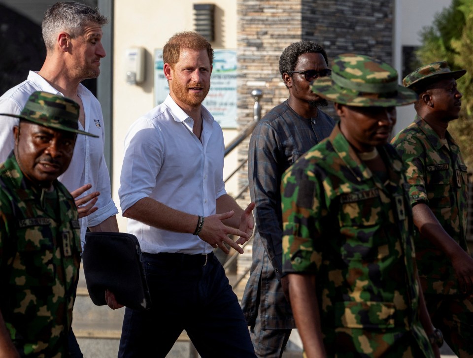 Prince Harry visiting a military hospital in Kaduna today