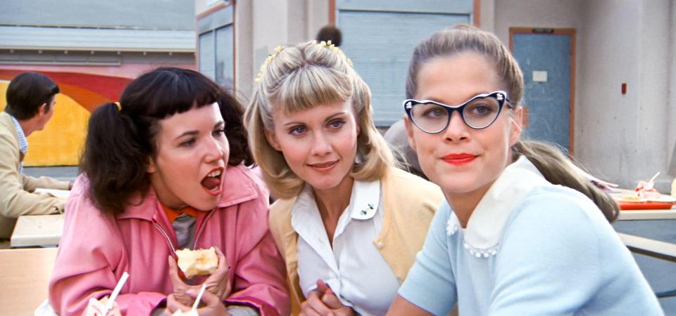 Susan (far right) played Patty in the hit film, alongside Jamie Donnelly (left) and Olivia Newton-John (centre)