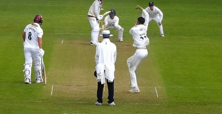 Josh Baker bowled three wickets in his final game