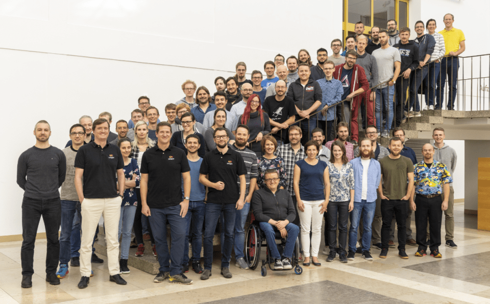 The Tibia team back in 2019 posing for a group photo at the German HQ