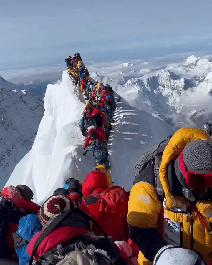 While others were left stranded after an ice cornice collapsed