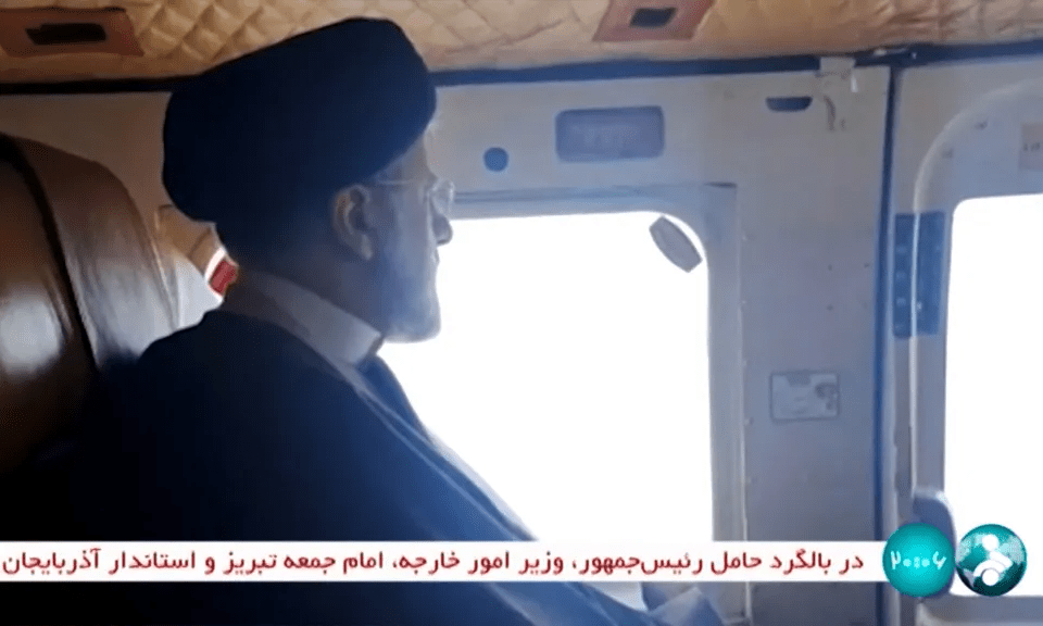 Iranian President Ebrahim Raisi is seen on board a helicopter before the crash