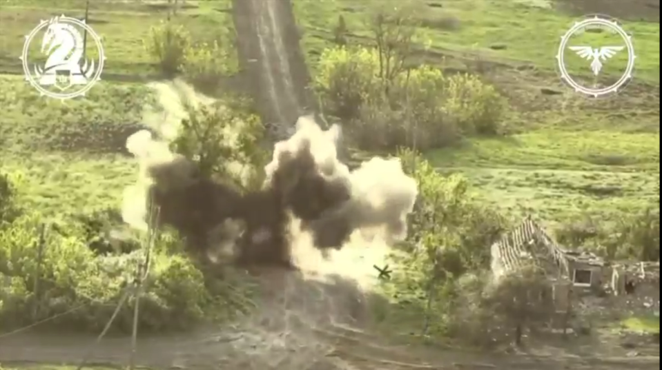 Video appears to show Russian vehicles being wiped out by Ukrainian fighters