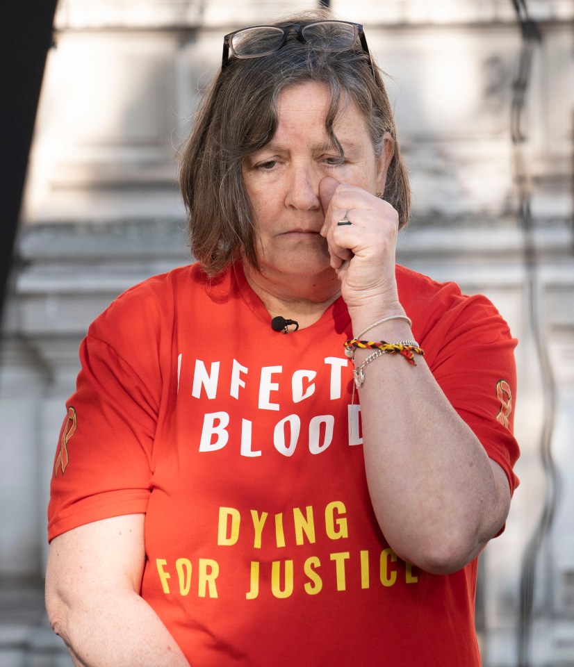 Jackie Britton, who contracted hepatitis C, outside the inquiry on May 20