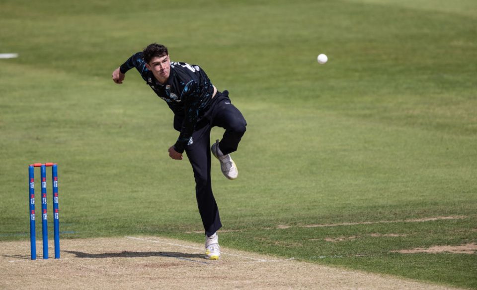 Josh bowling for Worcestershire in August last year