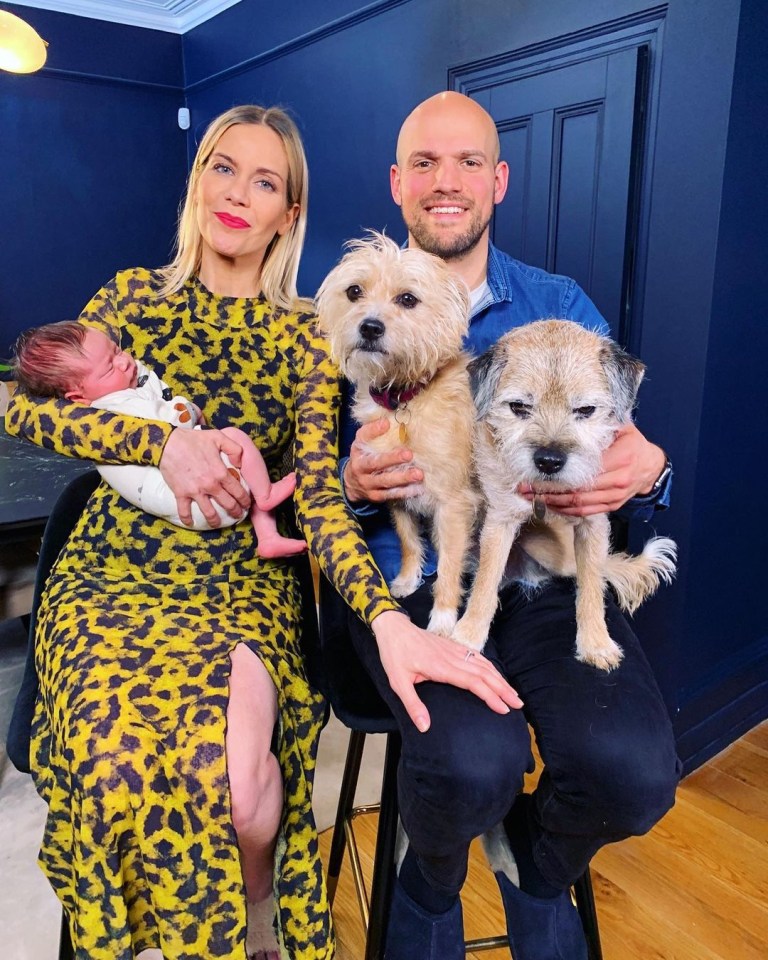 Kate shared the 'first family photo' of baby Noa with Martin and their two dogs