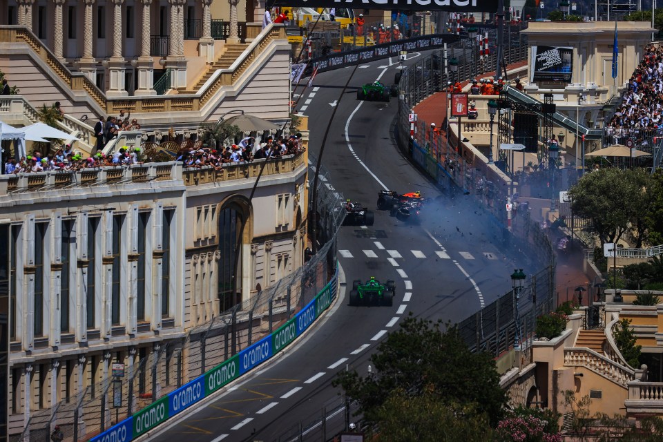 Perez’s car went spinning up the track during the crash