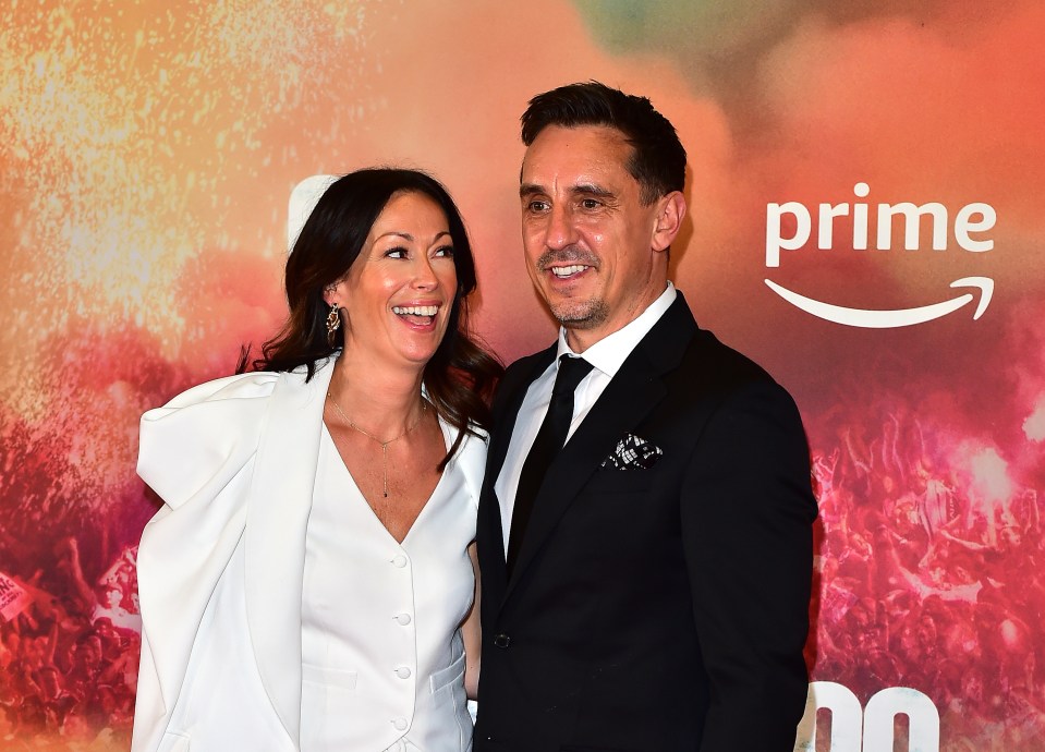 Gary Neville grins alongside wife Emma Hadfield