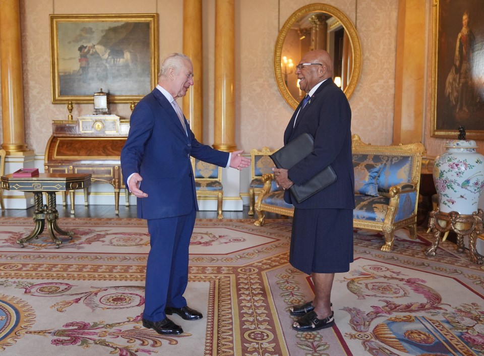 Meanwhile, the King greeted Fiji’s Prime Minister at Buckingham Palace