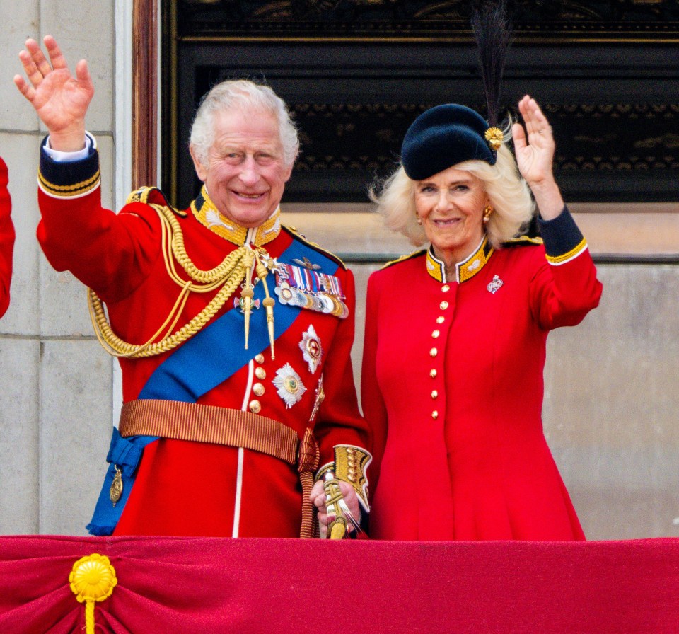 King Charles and Queen Camila wave during last year’s Trooping the Colour ceremony