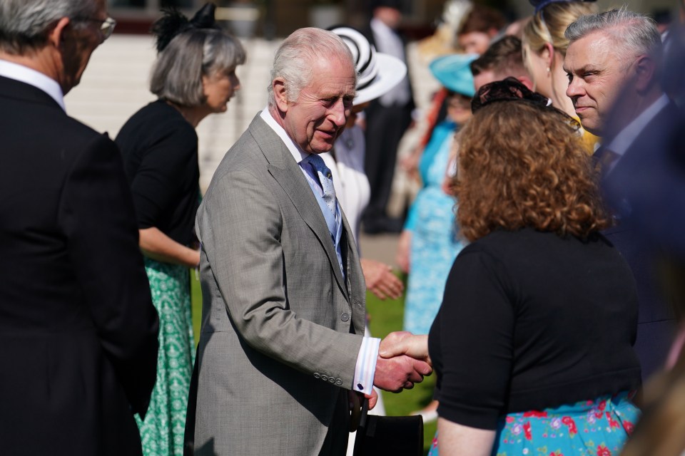 King Charles spoke to guests at a Royal Garden Party at Buckingham Palace on Wednesday