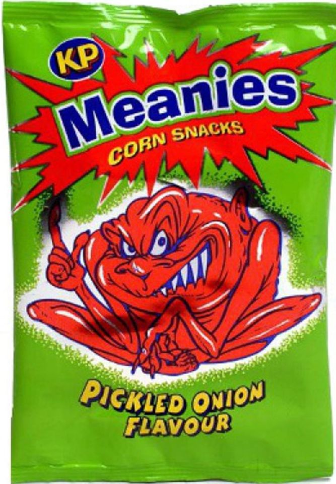 These Meanies crisps were devilishly good, and you can still find some places that sell these treats marketed with an evil-looking rascal