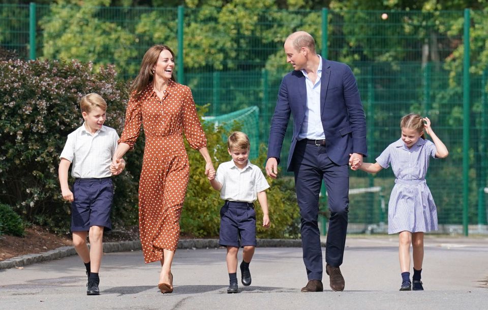 Prince George, Princess Charlotte and Prince Louis, with their parents arriving for a settling-in afternoon at Lambrook School