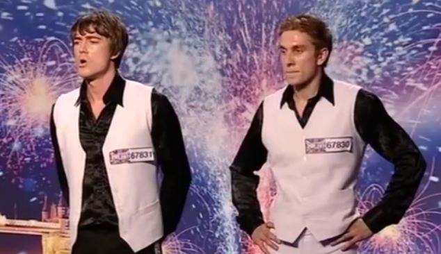 Liam Collins (left) with his dance partner Richard Edmonds (right), who was not involved in the failed business, on BGT in 2009