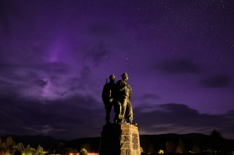 The Commando Memorial in Spean Bridge, Scotland tonight