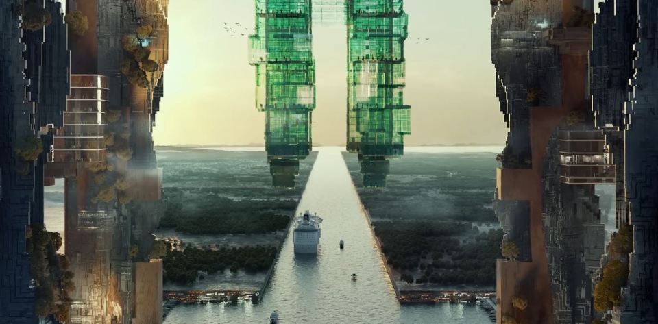 The mirrored structure looks like something out of a sci-fi film