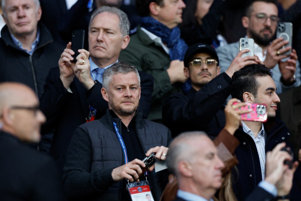 Ole Gunnar Solskjaer was spotted in the stands at the Parc des Princes