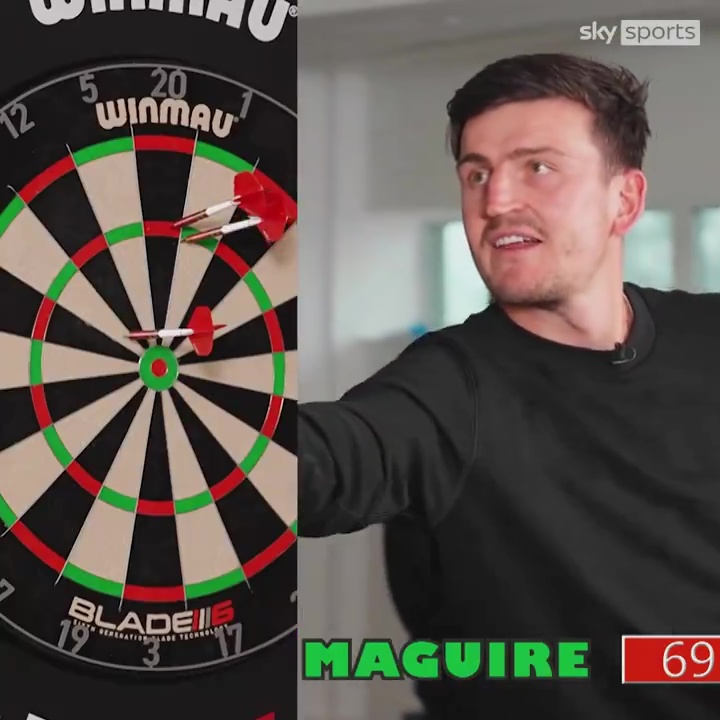 He played darts with Red Devils star Harry Maguire at the club’s training ground in February